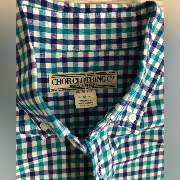 NWT Men’s Chor Slim Fit Button-Up Long Sleeve Check Plaid Pocket Shirt - Picture 6 of 16